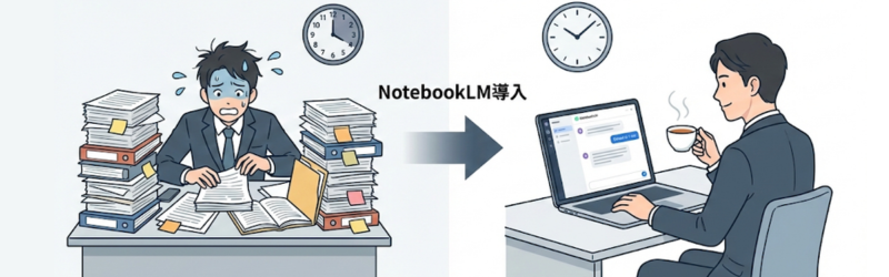 NotebookLMの導入前後のイメージ